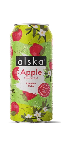 can of alska apple on plain background