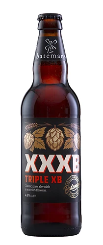 bottle of Batemans triple xb on plain background