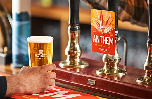 st Austell anthem tap and pint glass filled on bar