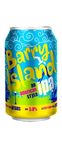 can of brains Barry island spa on plain background
