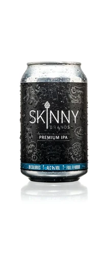 can of skinny ipa on plain background