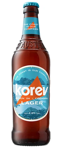 Bottle of Korea lager on plain background