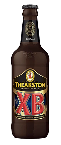 bottle of theakston xb on plain background