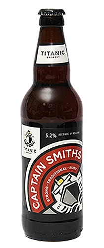 bottle of titanic captain smiths on plain background