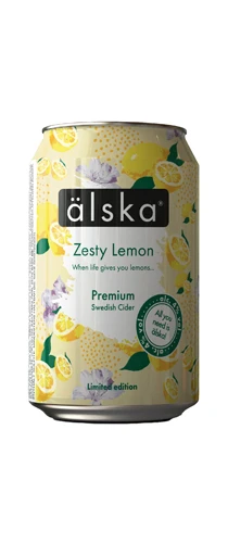 can of alska zesty lemon on plain background