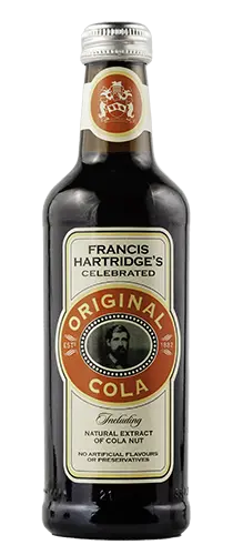 bottle of hartridges original cola on plain background