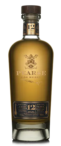 bottle of pearse lyons Irish whiskey on plain background