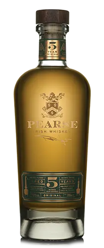 bottle of pearse lyons Irish whiskey on plain background