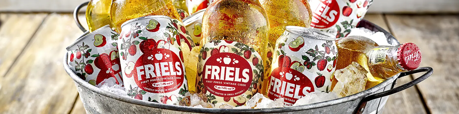 ice bucket filled with friels cider