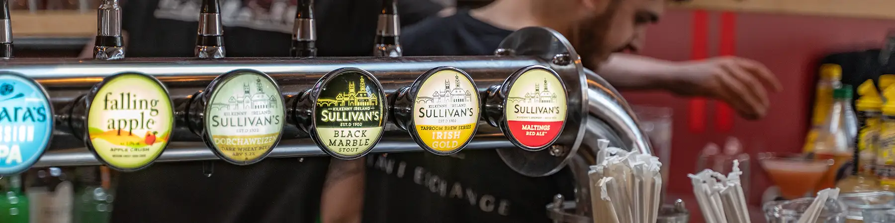 pumps with Sullivans brewery logos on