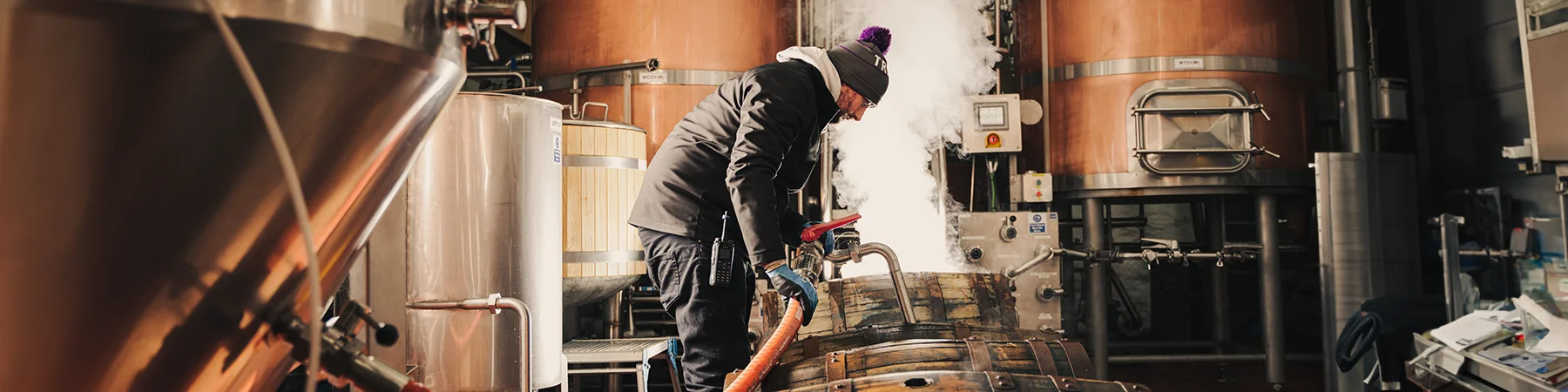 man working in beer factory