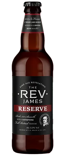Brains Brewery Reverend James Reserve bottle on a plain background