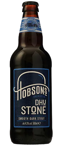 Hobsons Dhustone Stout bottle on clear background